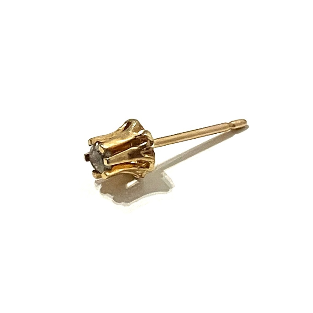 10K Gold Belcher Set Diamond Stud Single Earring